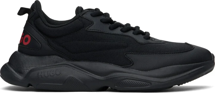 Hugo Black Faux-Leather Sneakers