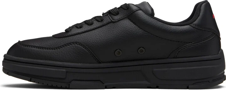 Hugo Black Faux-Leather Zigzag Detailing Sneakers - Image 3
