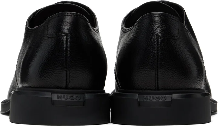 Hugo Black Grained Faux-Leather Derbys - Image 2