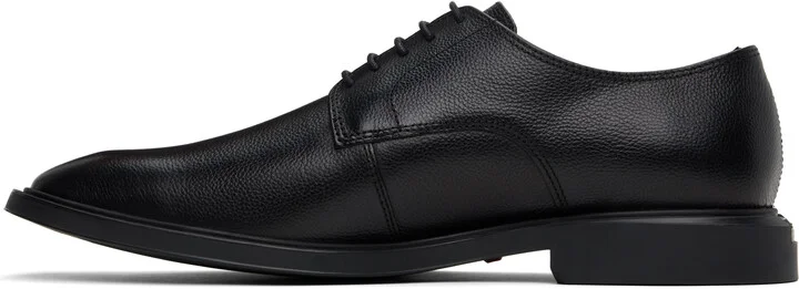 Hugo Black Grained Faux-Leather Derbys - Image 3