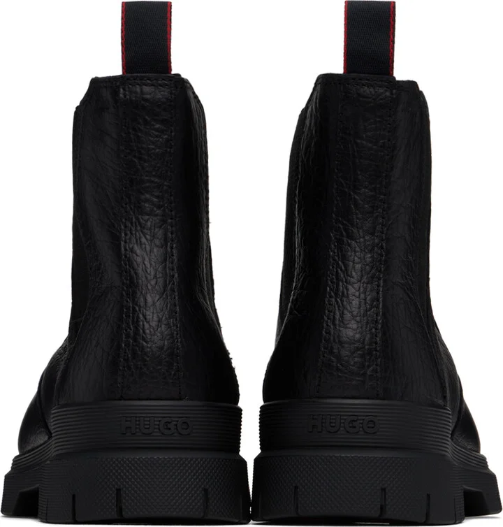 Hugo Black Grained Leather Chelsea Boots - Image 2