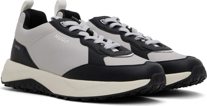 Hugo Black & Gray Mixed-Material Sneakers - Image 4