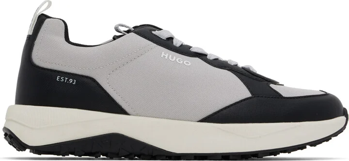 Hugo Black & Gray Mixed-Material Sneakers