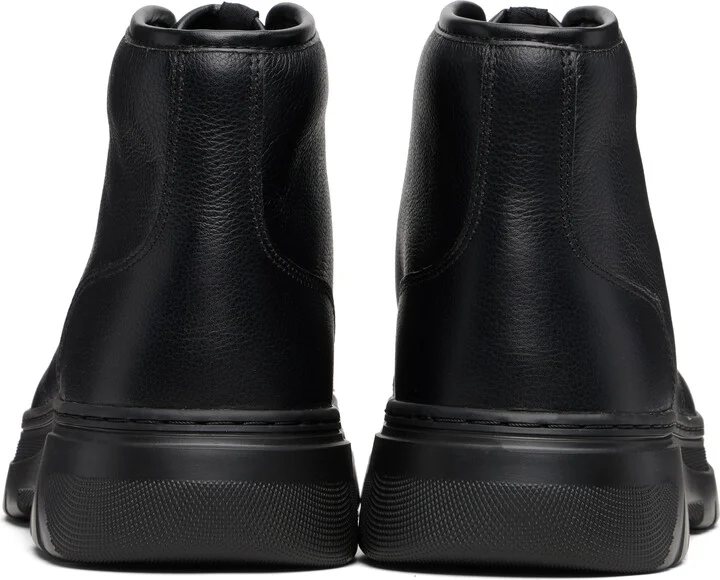 Hugo Black High-Top Grained Leather Boots - Image 2