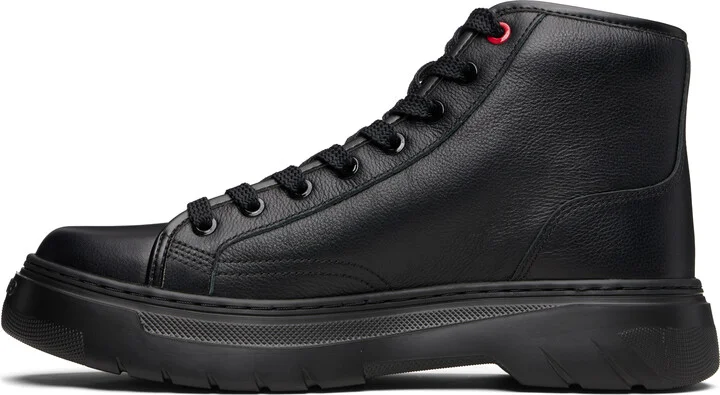 Hugo Black High-Top Grained Leather Boots - Image 3