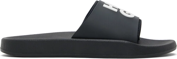 Hugo Black Logo-Branded Straps Slides