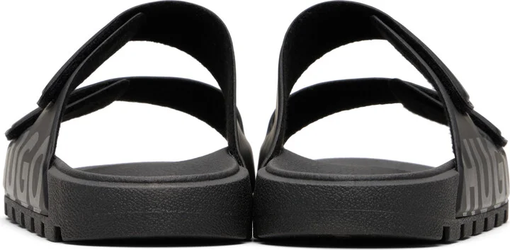 Hugo Black Logo Double Touch Sandals - Image 2