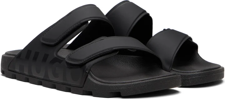 Hugo Black Logo Double Touch Sandals - Image 4