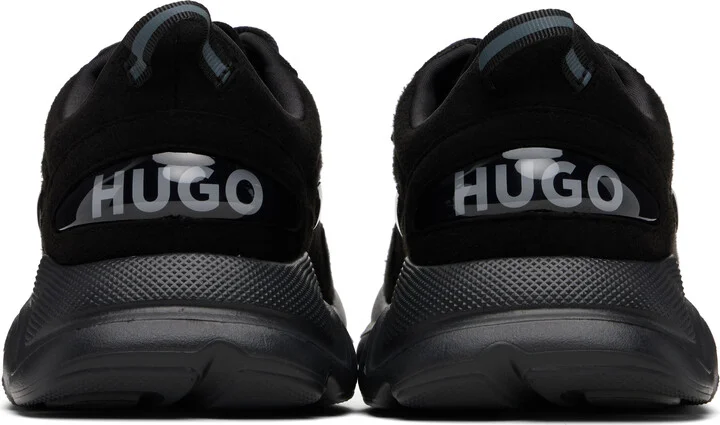 Hugo Black Logo Faux-Suede Sneakers - Image 2