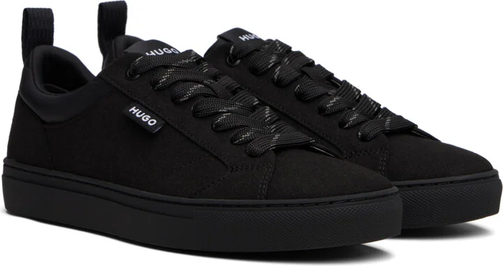 Hugo Black Logo Patch Sneakers - Image 4