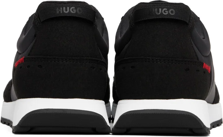 Hugo Black Printed-Logo Faux-Leather Sneakers - Image 2
