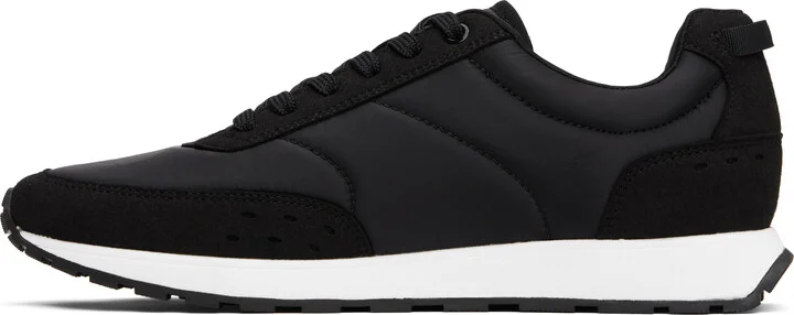 Hugo Black Printed-Logo Faux-Leather Sneakers - Image 3