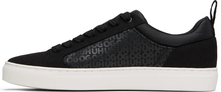 Hugo Black Printed-Logo Sneakers - Image 3