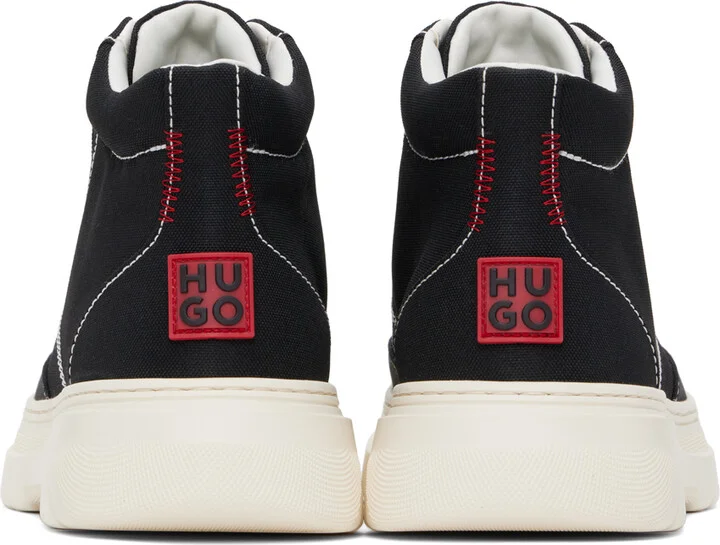 Hugo Black Stacked Logo Sneakers - Image 2
