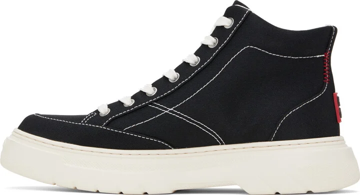 Hugo Black Stacked Logo Sneakers - Image 3