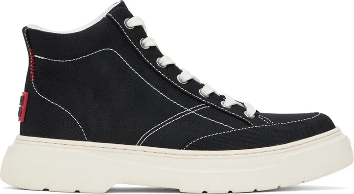 Hugo Black Stacked Logo Sneakers