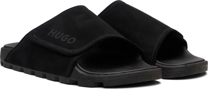 Hugo Black Strap Faux-Suede Upper Sandals - Image 4