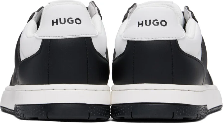 Hugo Black & White Faux-Leather Logo Sneakers - Image 2