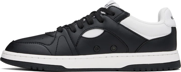 Hugo Black & White Faux-Leather Logo Sneakers - Image 3