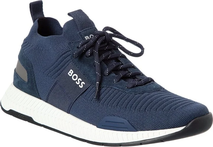 Hugo Boss Titanium Knit & Suede Sneaker