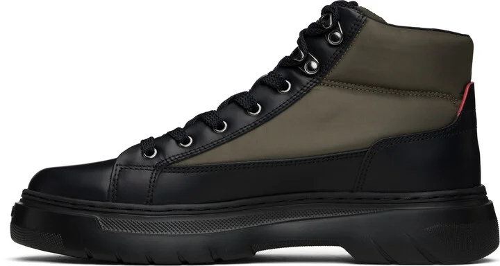 Hugo Khaki & Black Lace-Up Boots - Image 3