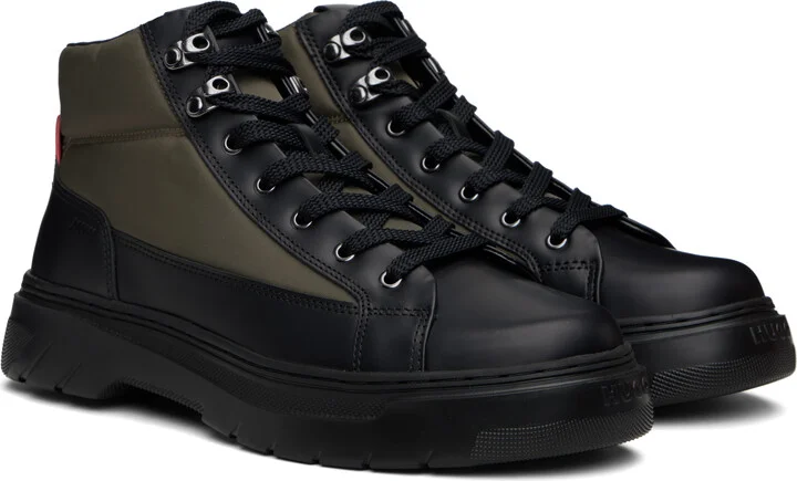 Hugo Khaki & Black Lace-Up Boots - Image 4