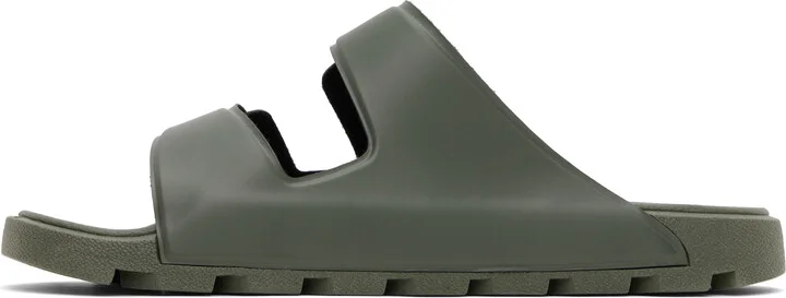 Hugo Khaki Logo Double Touch-Closure Straps Sandals - Image 3