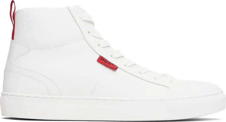 Hugo White Faux-Leather High-Top Sneakers
