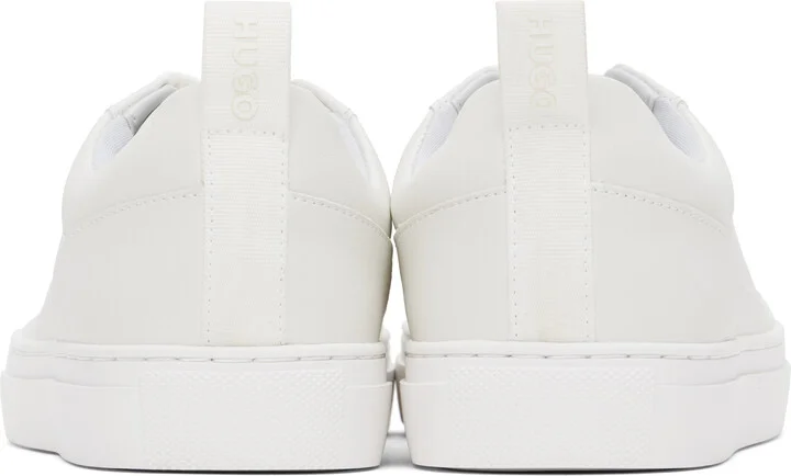 Hugo White Faux-Leather Logo Flag Sneakers - Image 2