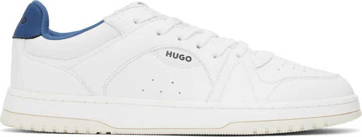 Hugo White Faux-Leather Logo Sneakers