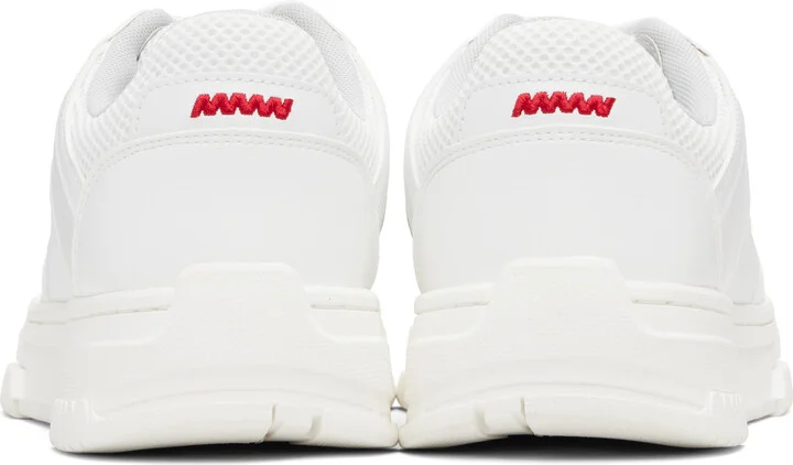 Hugo White Faux-Leather Mesh Trims Sneakers - Image 2