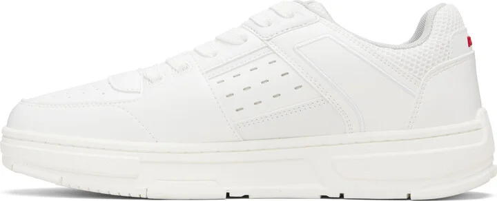 Hugo White Faux-Leather Mesh Trims Sneakers - Image 3