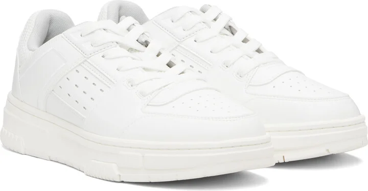 Hugo White Faux-Leather Mesh Trims Sneakers - Image 4