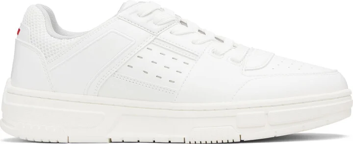 Hugo White Faux-Leather Mesh Trims Sneakers