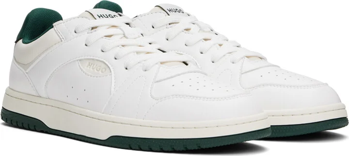 Hugo White Faux-Leather Sneakers - Image 4