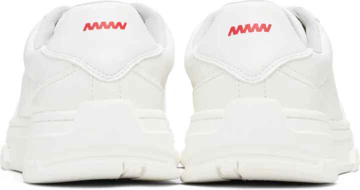 Hugo White Faux-Leather Zigzag Detailing Sneakers - Image 2