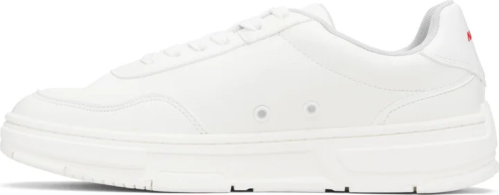 Hugo White Faux-Leather Zigzag Detailing Sneakers - Image 3