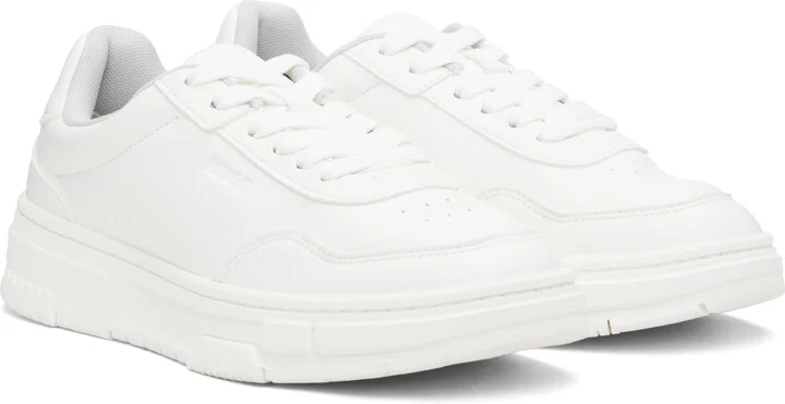 Hugo White Faux-Leather Zigzag Detailing Sneakers - Image 4