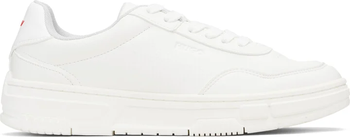 Hugo White Faux-Leather Zigzag Detailing Sneakers