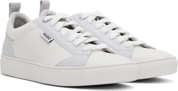 Hugo White & Gray Cupsole Faux-Leather Sneakers - Image 4