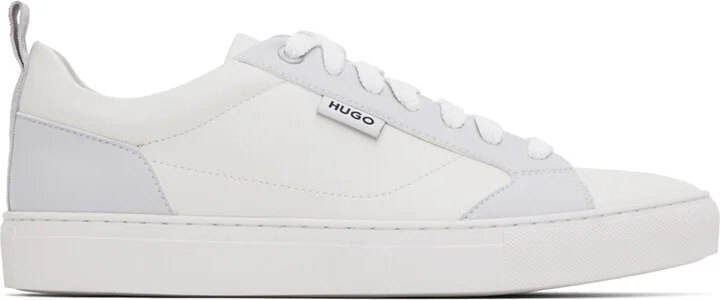 Hugo White & Gray Cupsole Faux-Leather Sneakers