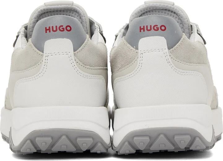 Hugo White & Gray Mixed Material Sneakers - Image 2