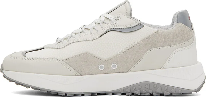 Hugo White & Gray Mixed Material Sneakers - Image 3