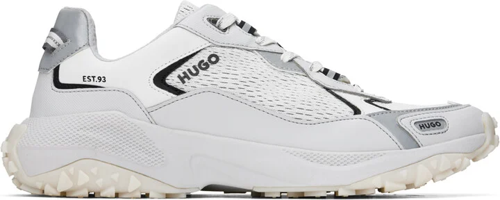 Hugo White & Gray Open Mesh Low-Top Sneakers