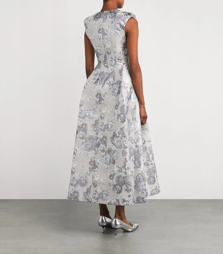 Huishan Zhang Metallic Jacquard Kyle Midi Dress - Image 3