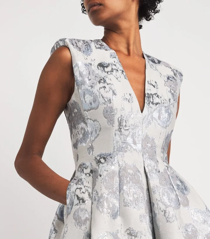 Huishan Zhang Metallic Jacquard Kyle Midi Dress - Image 4