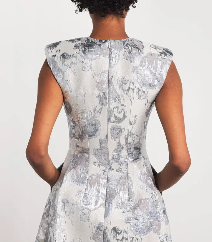 Huishan Zhang Metallic Jacquard Kyle Midi Dress - Image 6