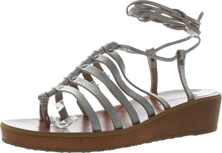 Hulumi Womens Leather Gladiator Wedge Sandals