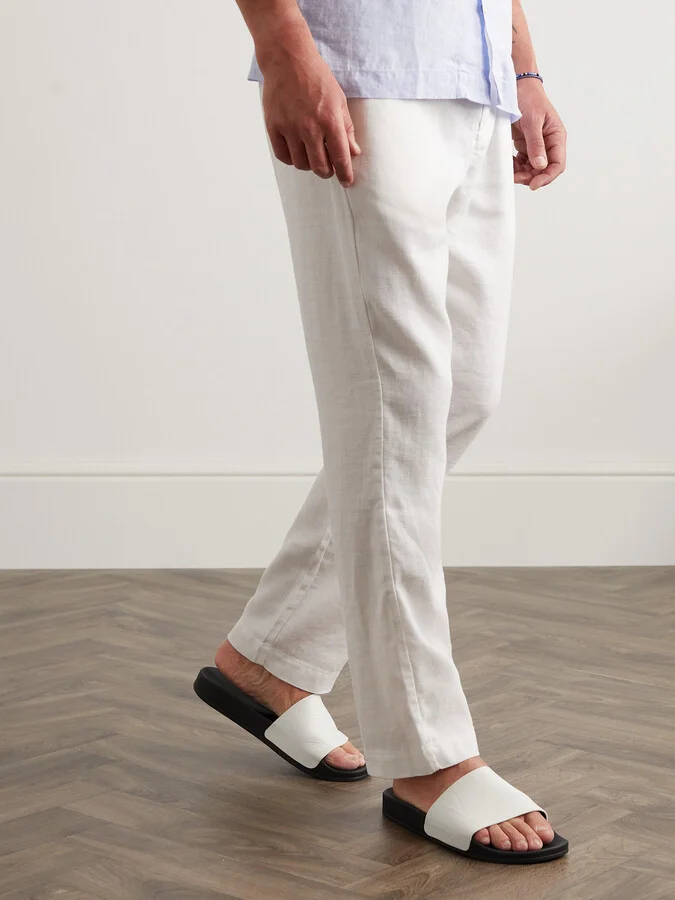 Humberto Debossed Full-Grain Leather Slides - Image 2