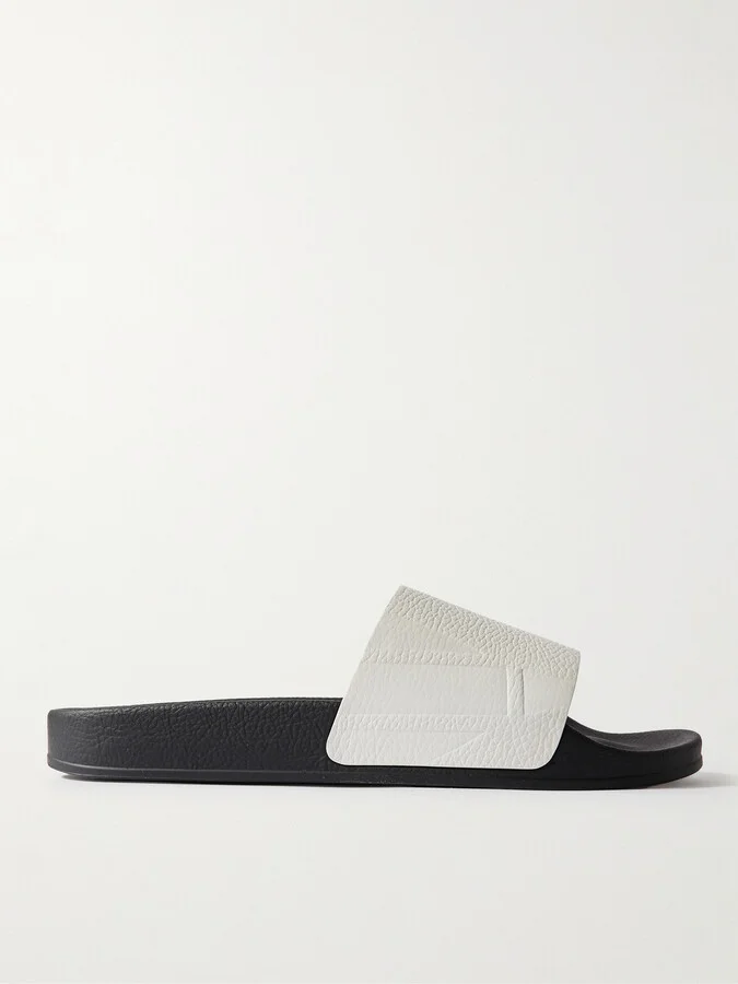 Humberto Debossed Full-Grain Leather Slides